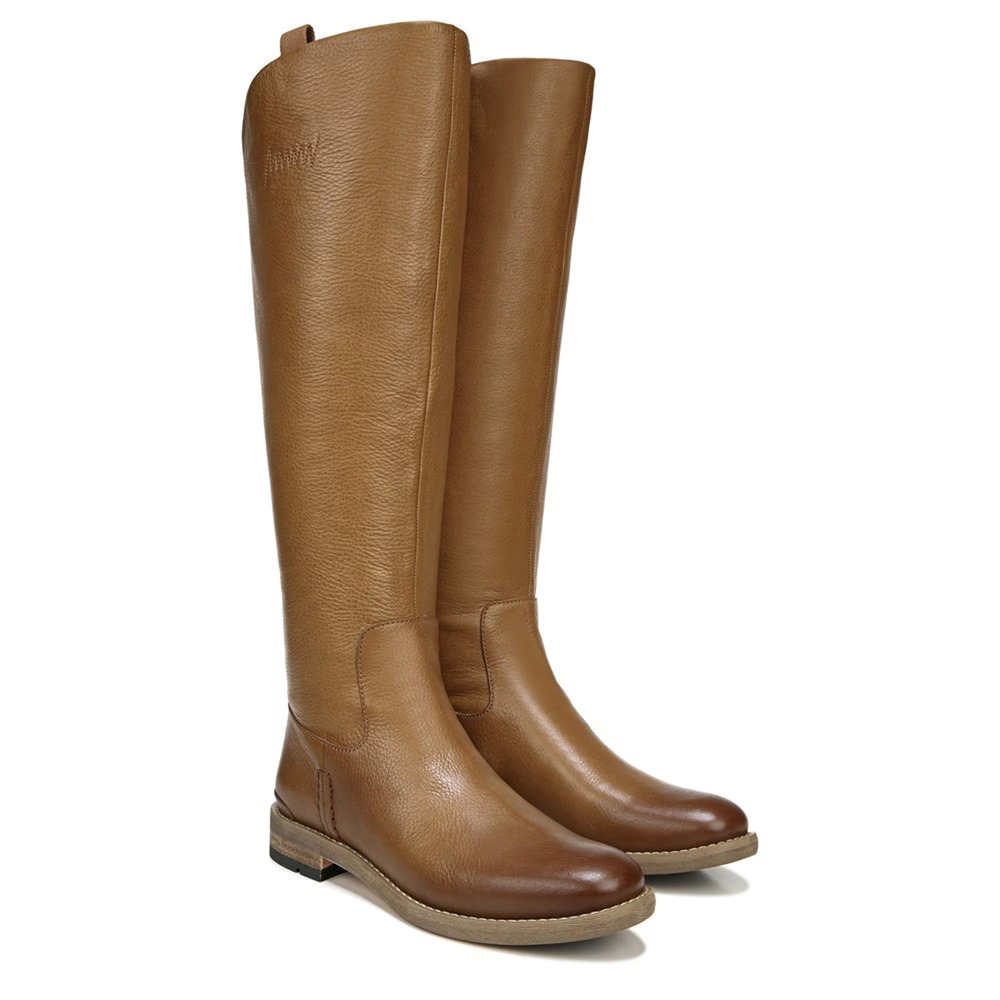 NEW Franco Sarto Meyer Wide Calf Tan Knee High Brown Leather Boot Women's 6 Wide - Picture 1 of 13